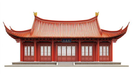 Fototapeta premium Traditional Chinese architecture with red roof and ornate details