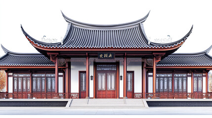 Obraz premium Traditional Chinese architecture with ornate roof and wooden details