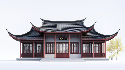 Fototapeta premium Traditional Chinese architecture with elegant curves and symmetry