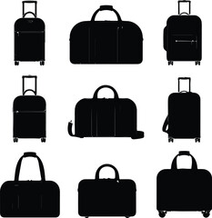 Travel Bag Silhouette Set | Suitcase, Luggage and Backpack Icons