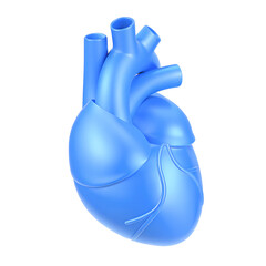 3D Rendered Illustration of a Human Heart in Vibrant Blue Color for Medical Visualization
