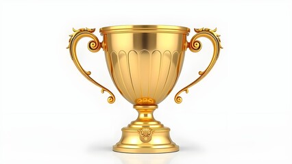 Gold Trophy on White Background