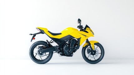 Obraz premium Bright yellow motorcycle, side view