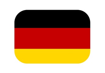 German Rounded rectangle flag icon with shadow on white background. Illustration. Flag of Germany