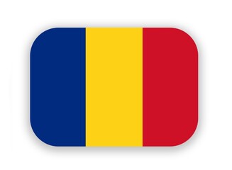 Romanian Rounded rectangle flag icon with shadow on white background. Illustration. Flag of Romania 