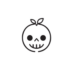 Fototapeta premium Skull fruit glyph depicts death icon Halloween themed design