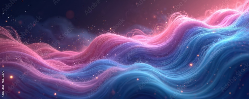 Aufkleber abstract 3d rendered image galaxy in pink and blue colors. wavy flowing design creates dreamy illust