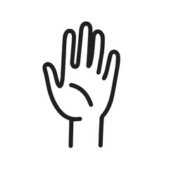 Obraz premium Outlined hand raises stops in simple icon style