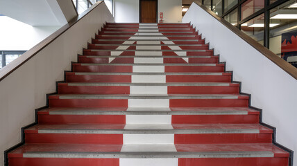 Ascending Arrow: A striking photograph of a staircase featuring a bold, arrow-shaped design, offering a dynamic and directional aesthetic, inviting viewers to ascend towards new heights.