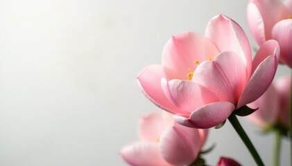 Obraz premium Delicate flower petals unfolding on white background, blossoms, garden