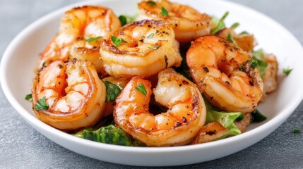 Scrumptious, perfectly cooked shrimp, seasoned and served