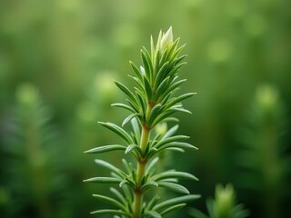 medicinal herbs and berries, traditional medicine Green plant with a leafy stem and a green leaf. The leaf is pointed and has a small bud