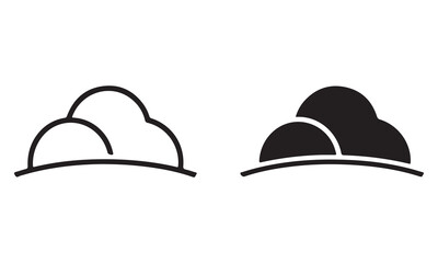 Minimal Cloud Dome Icon in Outline and Solid Style – Vector Symbol for Weather, Landscape, or Nature Concepts