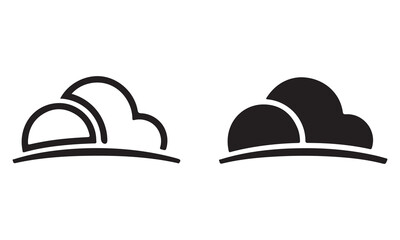 Minimal Cloud Dome Icon in Outline and Solid Style – Vector Symbol for Weather, Landscape, or Nature Concepts