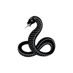 Obraz premium Serpentine Silhouette: A sleek, stylized graphic of a snake, with its sinuous form and forked tongue, poised in a minimalist, yet captivating composition.