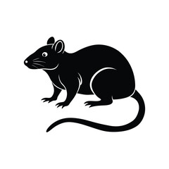 Obraz premium Silhouette of a Rat: A simple, yet striking, black and white silhouette of a rat, capturing the essence of this often-misunderstood creature, the design is perfect for various applications.