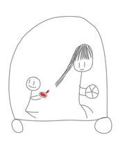 Mom drove the little girl in the car.