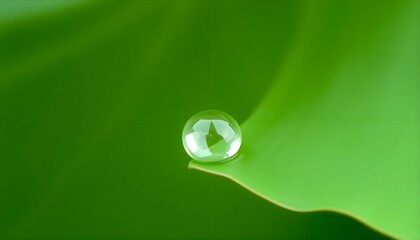 drop of water sitting on top of a green leaf