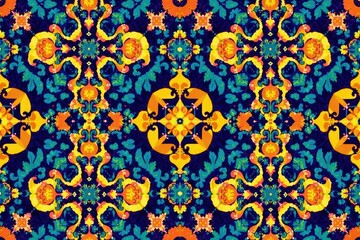 Geometric damask pattern, modern abstract style , contrast, black