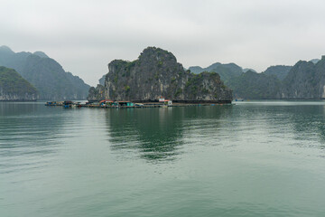 The stunning natural beauty of Ha Long Bay in Vietnam showcases unique limestone formations.