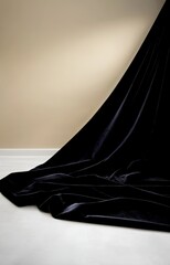 Naklejka premium Black velvet fabric with shadows isolated 