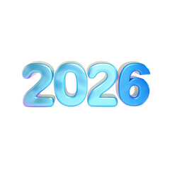 3D Blue 2026 Numbers Futuristic New Year Typography Design
