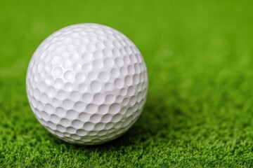 Fototapeta premium Golf ball resting on green grass
