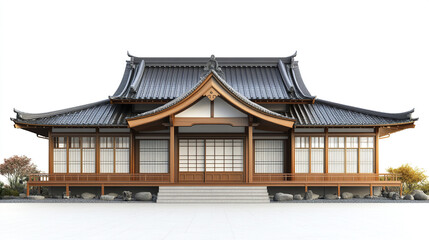 Fototapeta premium Traditional Japanese house with wooden architecture and serene ambiance