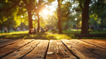 Empty wooden table with christmas theme in background, Warm Glow: A Cozy Evening at a Wooden Table