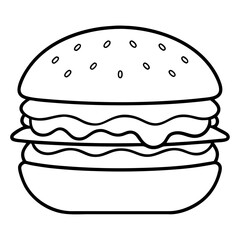 Burgers Food Coloring Book Page Line Art Drawing