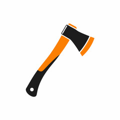 Sleek Axe with Orange Handle Vector.