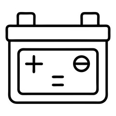 Car Battery Icon Outline on White Background Coloring Book Page