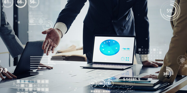 Group of business people meeting and statistical data concept