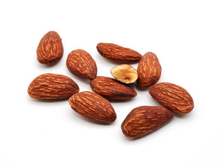 Almonds isolated on a clean white background