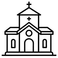 Obraz premium Church Icon Outline on White Background Coloring Book Page