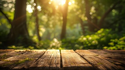 Empty wooden table with christmas theme in background, Warm Glow: A Cozy Evening at a Wooden Table