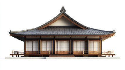Fototapeta premium Traditional Japanese house with wooden structure and tiled roof