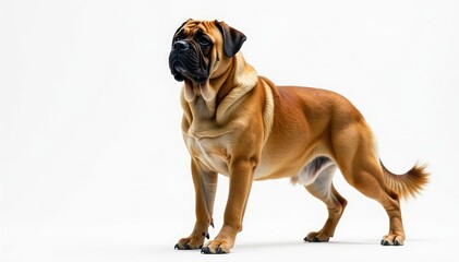Obraz premium Majestic Mastiff, powerful stance, white background, white, canine, background