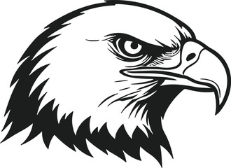 Eagle Head Silhouette Vector – Fierce Bird of Prey Illustration for Logos & Prints