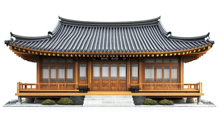 Fototapeta premium Traditional Korean house with wooden architecture and tiled roof