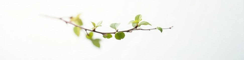 Fototapeta premium Single branch on white background isolated in soft focus, solitary branch, white background, soft focus