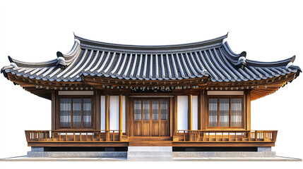 Obraz premium Traditional Korean house with wooden architecture and curved roof