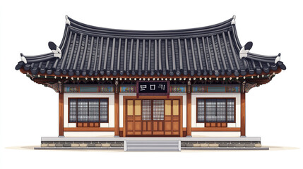 Obraz premium Traditional Korean house with ornate roof design