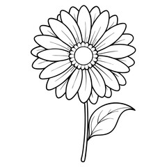 Gerbera Daisy Flower Coloring Book Page Line Art Drawing