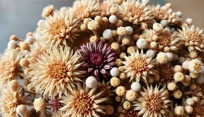 close up of a bunch of flowers on a table
