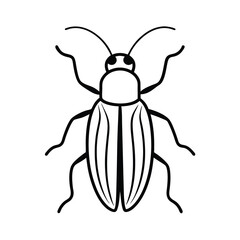 beetle line art vector illustration on white background