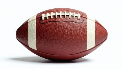 Fototapeta premium Rustic leather football on pure white backdrop, detail, close up