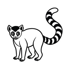 lemur line-art vector illustration