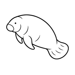 manatee line art vector illustration