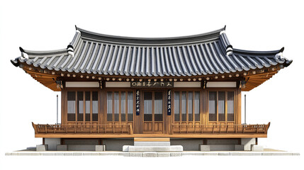Fototapeta premium Traditional Korean house with wooden structure and tiled roof
